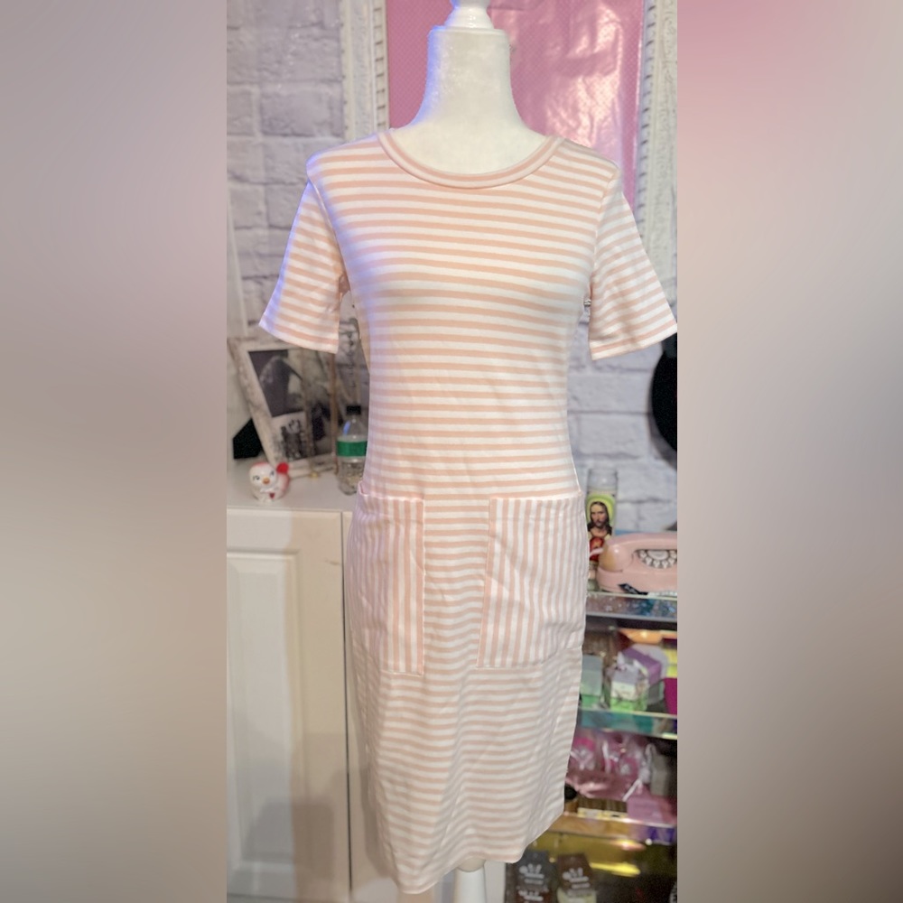 Sonnet James Dress Womens X-Sm. Pink White Striped A Play Dress Nautical Coastal
